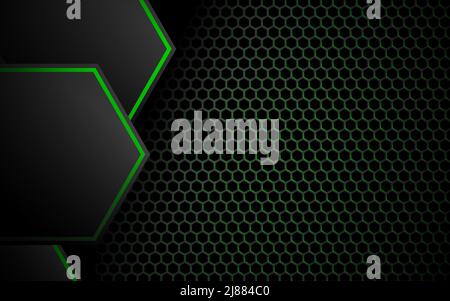 Honeycomb carbon background, green theme Stock Vector