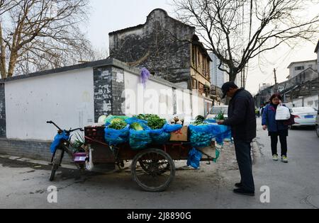 March 2017, Nanjing, China. Rapid changes in Nanjing as old Hutong neighborhoods are being demolished and make way for new modern buildings. Stock Photo