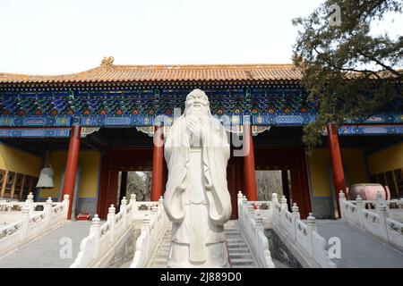 Statue of Confucius at the Confucian temple in Beijing, China. Stock Photo