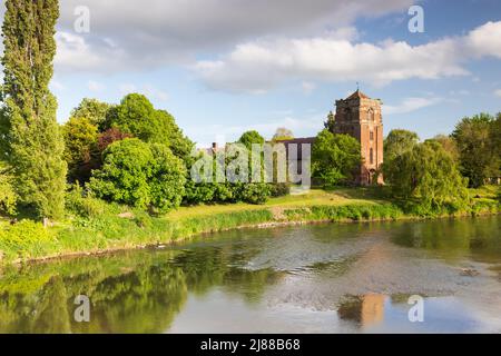 Atcham Church in Atcham Shropshire over the River Severn Stock Photo