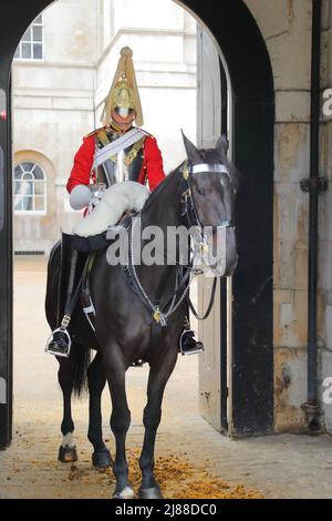 Mounted soldier at Horseguard's Parade at Whitehall, London, UK Stock Photo