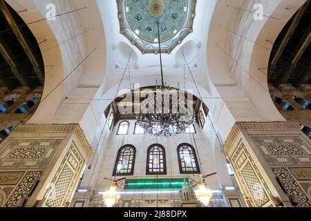 Damascus, Syria -May, 2022: Inside the Umayyad Mosque, also known as the Great Mosque of Damascus Stock Photo