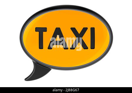 Taxi service concept. Speech bubble with taxi insciption, 3D rendering isolated on white background Stock Photo