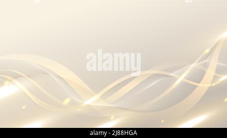 Abstract luxury style shiny golden wave lines elements golden background. Vector illustration Stock Vector