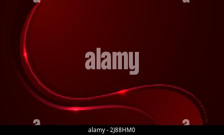 Abstract background red wave shape and lines with lighting effect. Vector illustration Stock Vector
