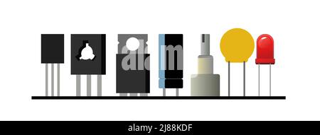 Set of radio components. Element for radio circuit. Logo and logotype. Object isolated on white background. Electronics detail. Vector. Stock Vector