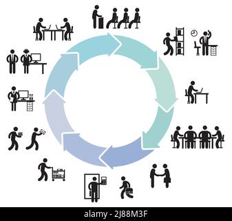 Office work and organizing in team information illustration Stock Vector