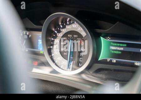 Speedometer of a modern car. Modern car interior details Stock Photo