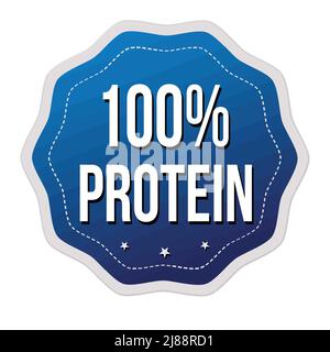 100% protein label or sticker on white background, vector illustration Stock Vector