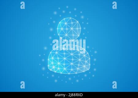 User avatar low poly symbol with white connected dots. 3d geometric polygonal Profile. Teamwork, businessman design vector illustration. Stock Vector