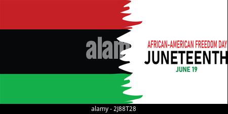 Juneteenth Freedom Day. 19 June African American Emancipation Day. Annual American holiday. freedom day .Black, red, and green banner.  Vector illustr Stock Vector