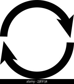 Rotating arrow icon. Silhouette of recycling symbol. Editable vector. Stock Vector