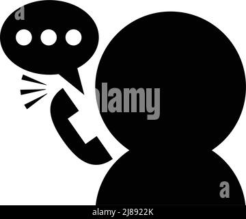 Silhouette and speech balloon of a person talking on the phone. Editable vector. Stock Vector