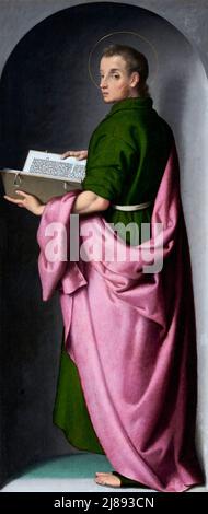 San Giovanni Evangelista  - olio su tela - Giovanni Battista Moroni - 1570  - Ranica (Bg) ,italia,chiesa parrocchiale dei Santi Sette Fratelli Martiri Stock Photo