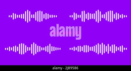 Set waves of the equalizer sound isolated on red background. Set white wave or voice message. Vector Illustration. Stock Vector