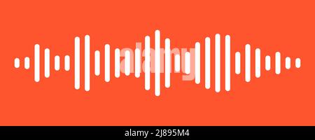 Waves of the equalizer sound isolated on red background. White wave or voice message. Vector Illustration. Stock Vector