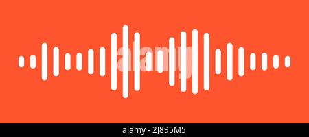 Waves of the equalizer sound isolated on red background. White wave or voice message. Vector Illustration. Stock Vector