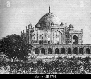 'View of the Mausoleum of the Emperor Houmayoun, in the Plain of Delhi', c1891. From &quot;Cassell's Illustrated History of India Vol. I.&quot;, by James Grant. [Cassell Petter &amp; Galpin, London, Paris and New York] Stock Photo