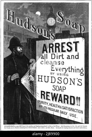 ''Hudson's Soap', 1888. From, 'The Graphic. An Illustrated Weekly Newspaper Volume 38. July to December, 1888'. Stock Photo