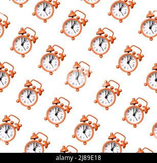 Retro alarm clocks pattern. Time background with alarmclocks. High quality photo Stock Photo
