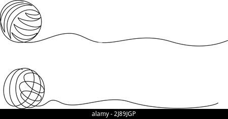 Clew ball of thread. Continuous one line drawing vector illustration ...