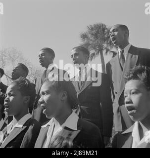 [Untitled photo, possibly related to: Daytona Beach, Florida. Bethune-Cookman College. Student choir singing on the campus]. Stock Photo