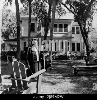 Daytona Beach, Florida. Bethune-Cookman College. Dr. Mary McLeod Bethune, founder and former president, walks to Sunday afternoon chapel. Stock Photo