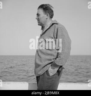 On board the fishing boat Alden out of Gloucester, Massachusetts. Vito Coppola, cook. Stock Photo