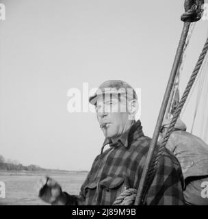 On board the fishing boat Alden out of Gloucester, Massachusetts. Vito Gioclone. Gloucester, Massachusetts. Stock Photo