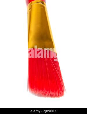 Red plastic brush for paint isolated on the white background Stock Photo