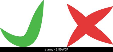 Check mark and cross mark icon set. Stock Vector