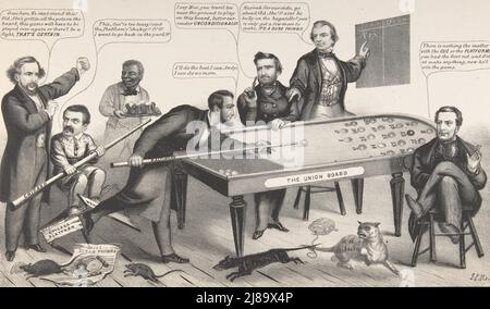A Little Game of Bagatelle, Between Old Abe the Rail Splitter &amp; Little Mac the Gunboat General, 1864. Stock Photo
