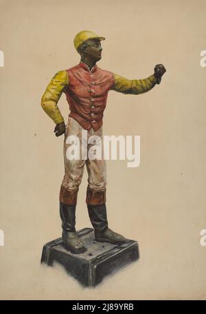 Jockey Hitching Post, c. 1937. Stock Photo