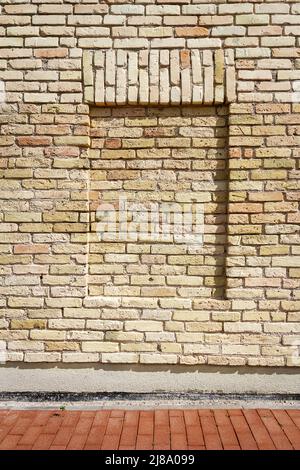 Background of old yellow brick wall texture, abstract architecture wallpaper Stock Photo
