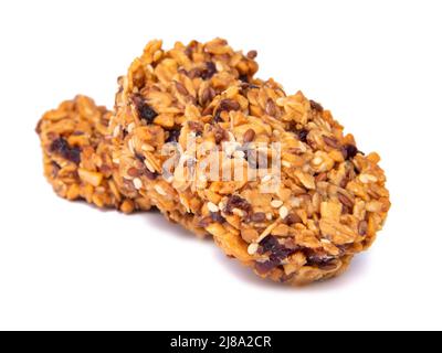 Cereal snack cookies no sugar with honey oatmeal grain isolated on the white Stock Photo