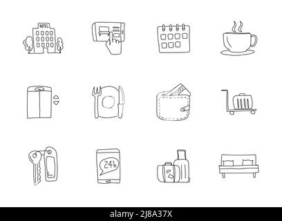 hotel doodles isolated on white Stock Vector