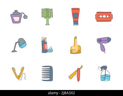 Barber shop doodles isolated on white. Stock Vector