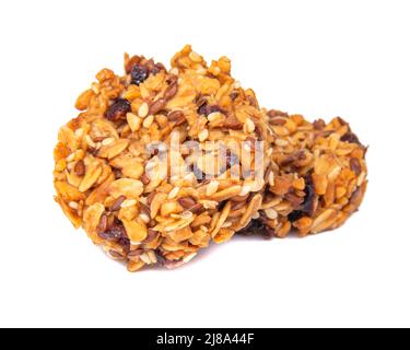 Free gluten snack cookies no sugar with honey oatmeal grain isolated on the white Stock Photo