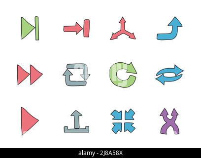 Arrows doodles isolated on white. Stock Vector