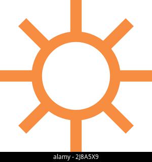Orange sun silhouette icon. Brightness control vector. Editable vector. Stock Vector