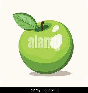 Apple icon isolated on white background. Natural delicious fresh ripe tasty fruit. Template vector illustration for packaging, banner, card and other Stock Vector