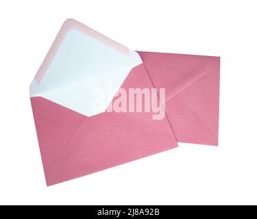 Craft pink envelope isolated on the white background Stock Photo
