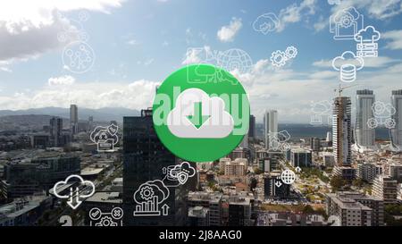 Cloud computing concept. Communication network. Stock Photo