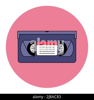 old film video cassette from the 90s. flat vector illustration. Stock Vector