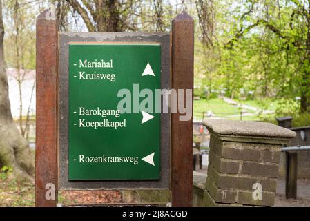 Scherpenheuvel, Flemish Brabant Region, Belgium - 04 11 2022 - Sign towards the main attractions of the pilgrimage Stock Photo