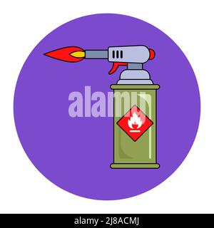 blowtorch with blue flame for construction. flat vector illustration Stock Vector