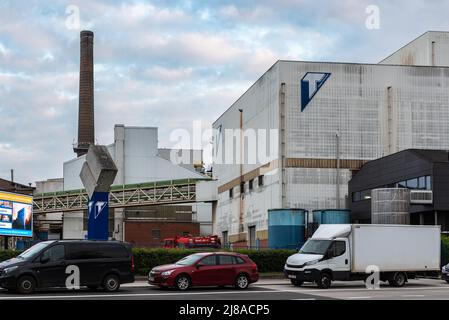 Tienen, Flemish Brabant, Belgium - 04 30 2022 - The sugar processing plant and traffic Stock Photo