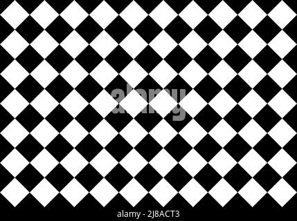 Checkered squares in diagonal arrangement seamless background pattern. Black and white Vector illustration Stock Vector
