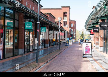 Echt, Limburg, The Netherlands, 04 07 2022 - Facades of the shops of the commercial street Stock Photo