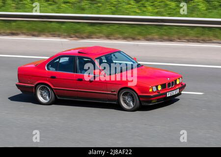 1989 80s eighties red BMW 535 i se 5351 3430cc petrol 4dr saloon Stock Photo